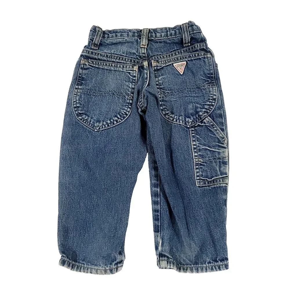 Baby Guess Vtg V back Carpenter Jeans 2T 2 years Denim Y2K 90s cargo GORP